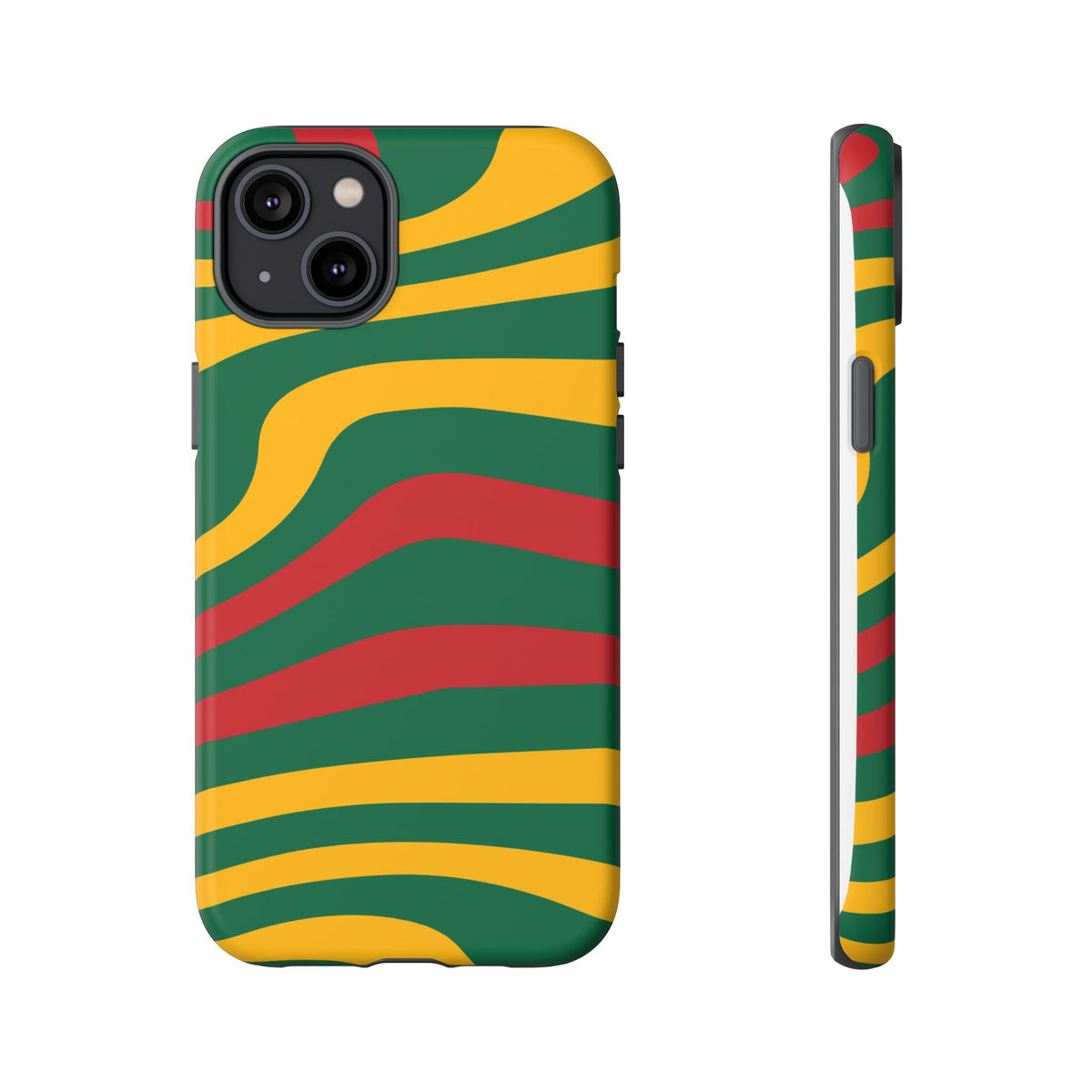 Phone Case — Retro Wavy Stripes in Green, Yellow & Red