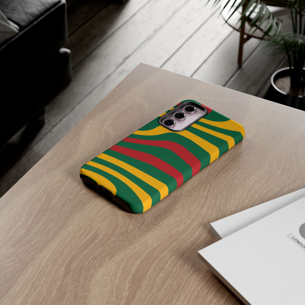 Phone Case — Retro Wavy Stripes in Green, Yellow & Red