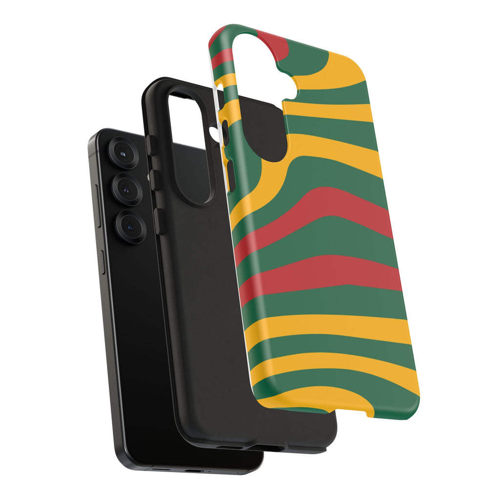 Phone Case — Retro Wavy Stripes in Green, Yellow & Red
