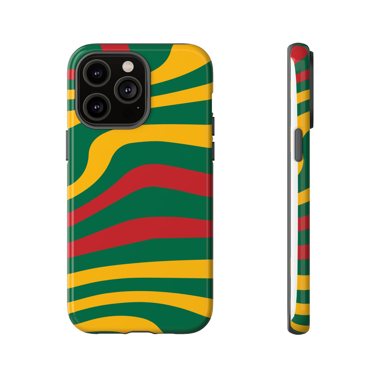 Phone Case — Retro Wavy Stripes in Green, Yellow & Red