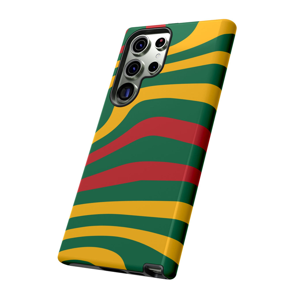 Phone Case — Retro Wavy Stripes in Green, Yellow & Red