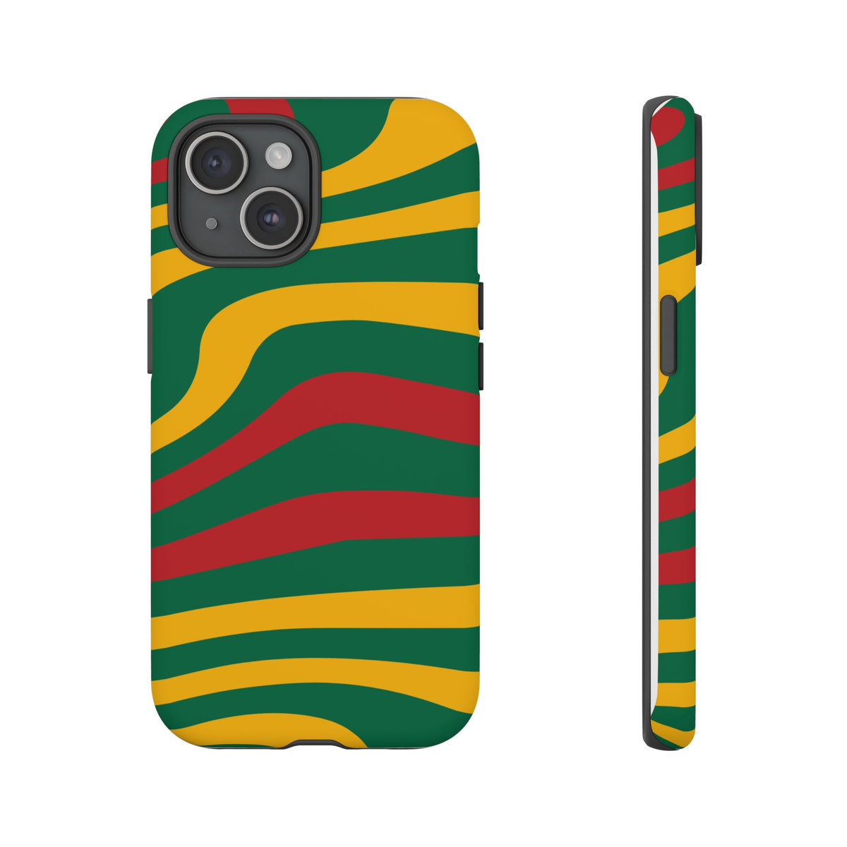 Phone Case — Retro Wavy Stripes in Green, Yellow & Red