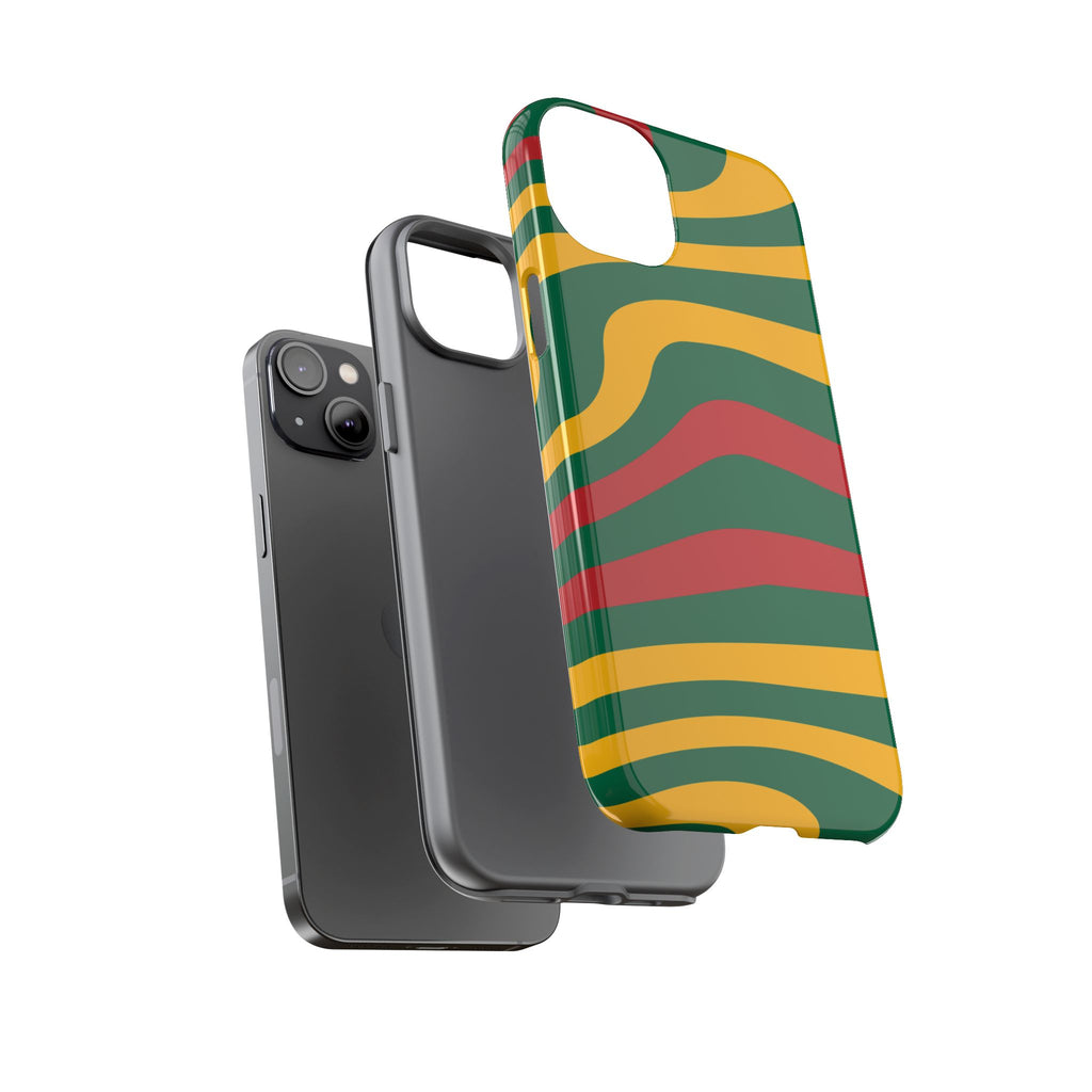 Phone Case — Retro Wavy Stripes in Green, Yellow & Red