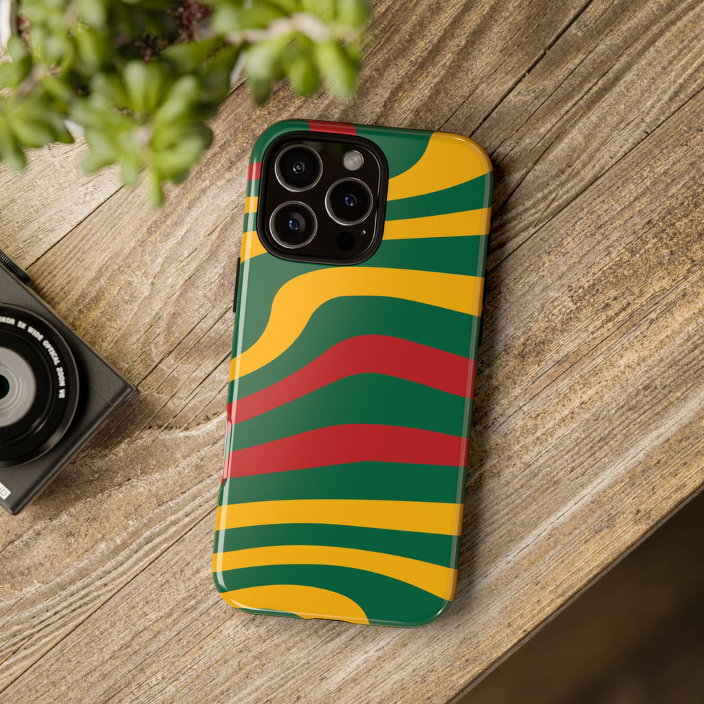 Phone Case — Retro Wavy Stripes in Green, Yellow & Red