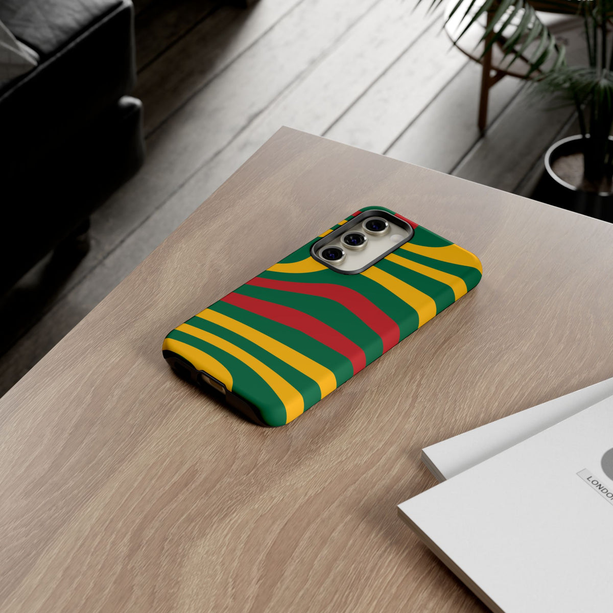 Phone Case — Retro Wavy Stripes in Green, Yellow & Red