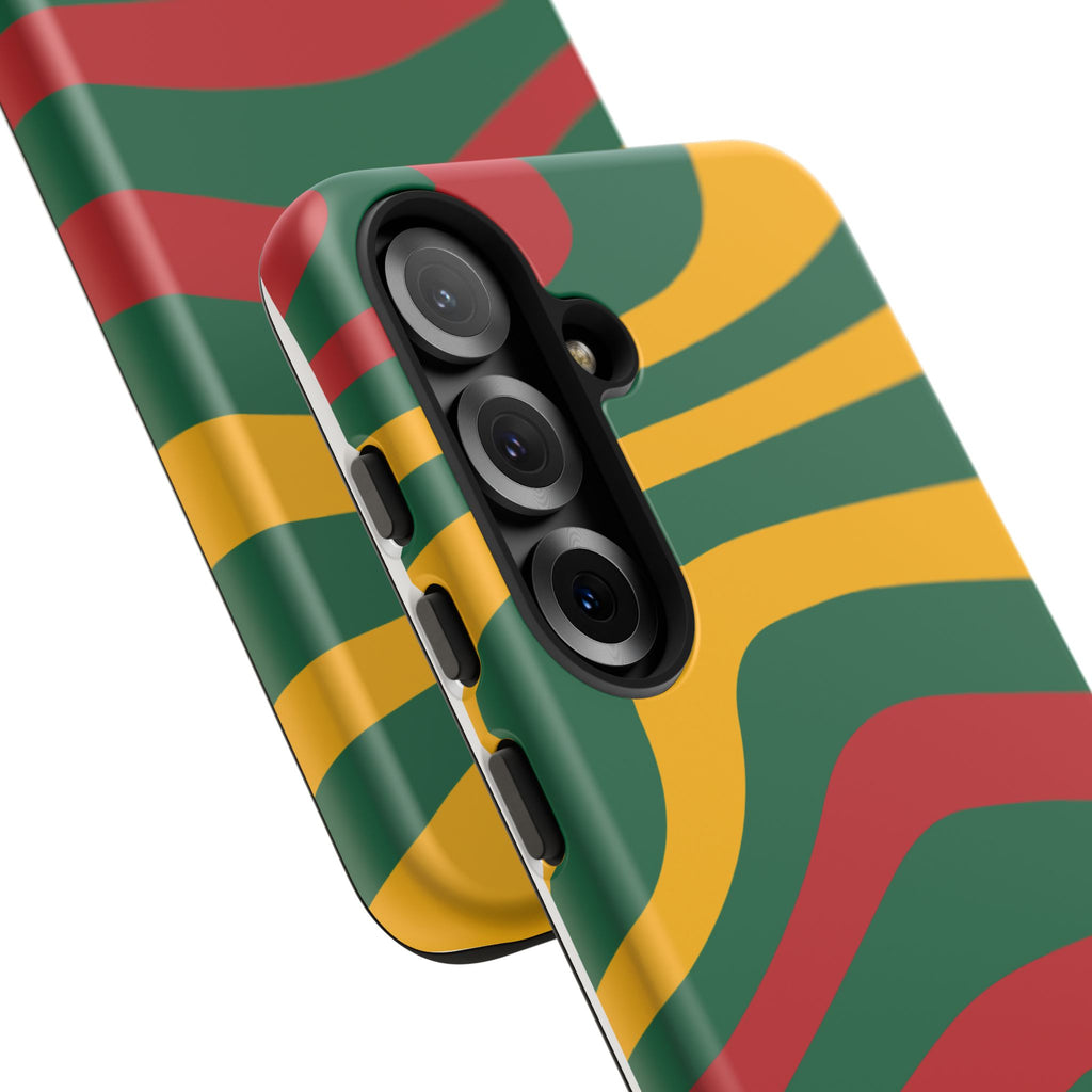 Phone Case — Retro Wavy Stripes in Green, Yellow & Red
