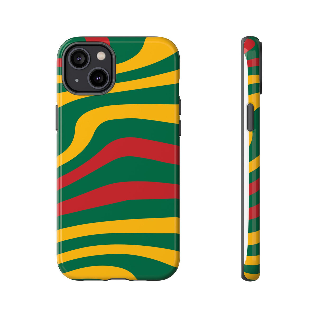 Phone Case — Retro Wavy Stripes in Green, Yellow & Red