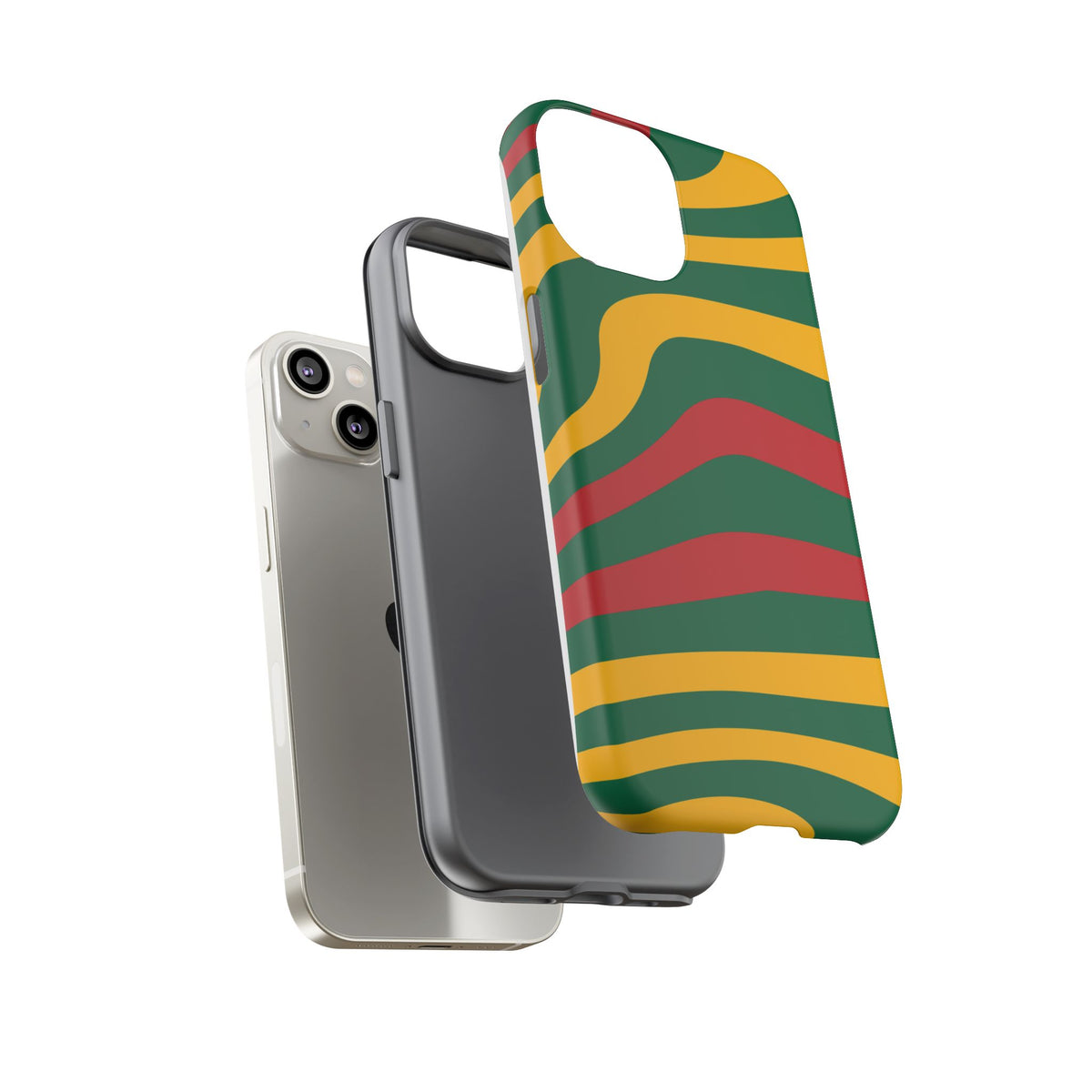 Phone Case — Retro Wavy Stripes in Green, Yellow & Red