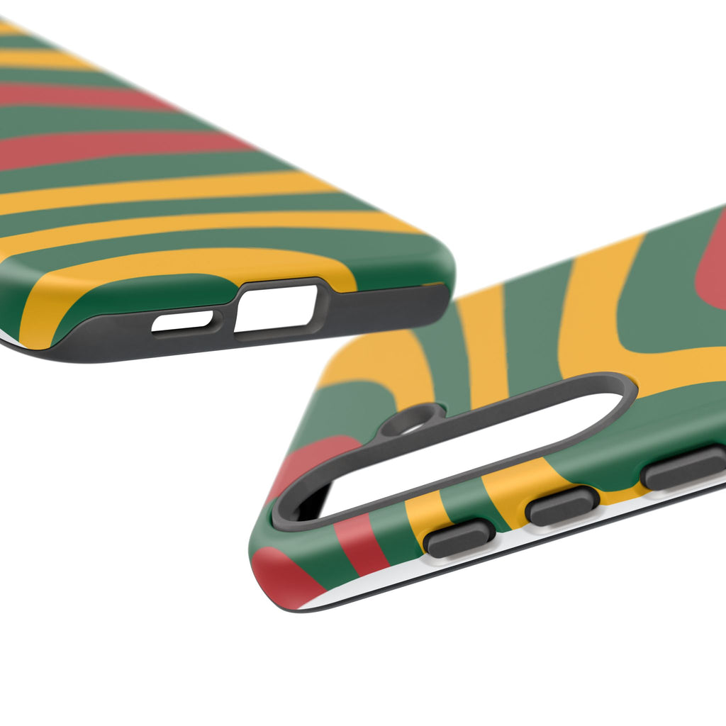 Phone Case — Retro Wavy Stripes in Green, Yellow & Red