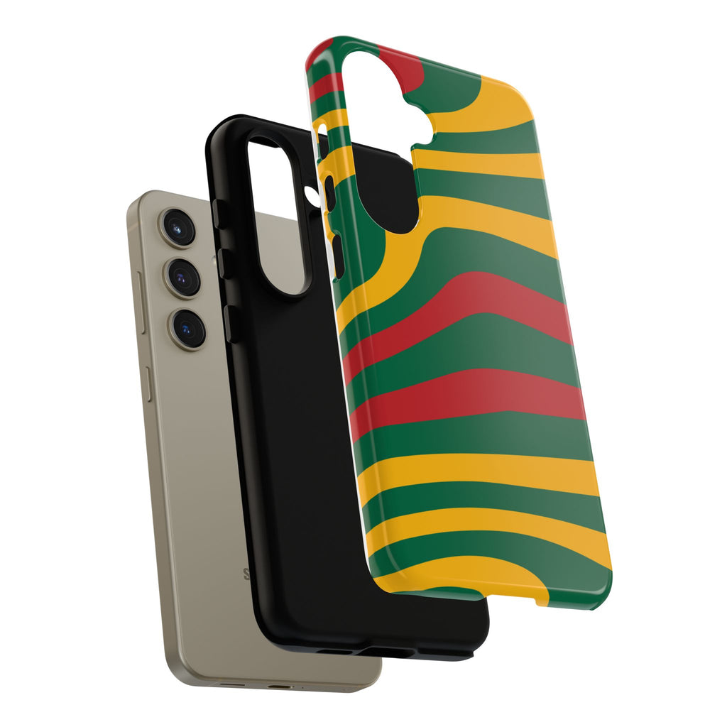 Phone Case — Retro Wavy Stripes in Green, Yellow & Red