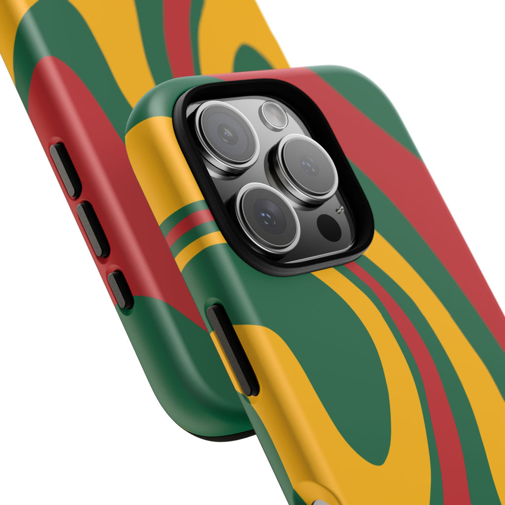 Retro Swirl Tough Phone Case — Green Red Yellow Abstract Design