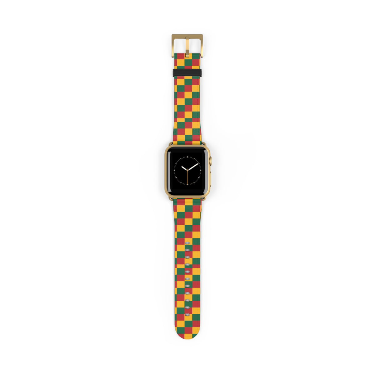 Rasta Checkerboard Watch Band | Red Green Yellow Plaid Apple Watch Strap