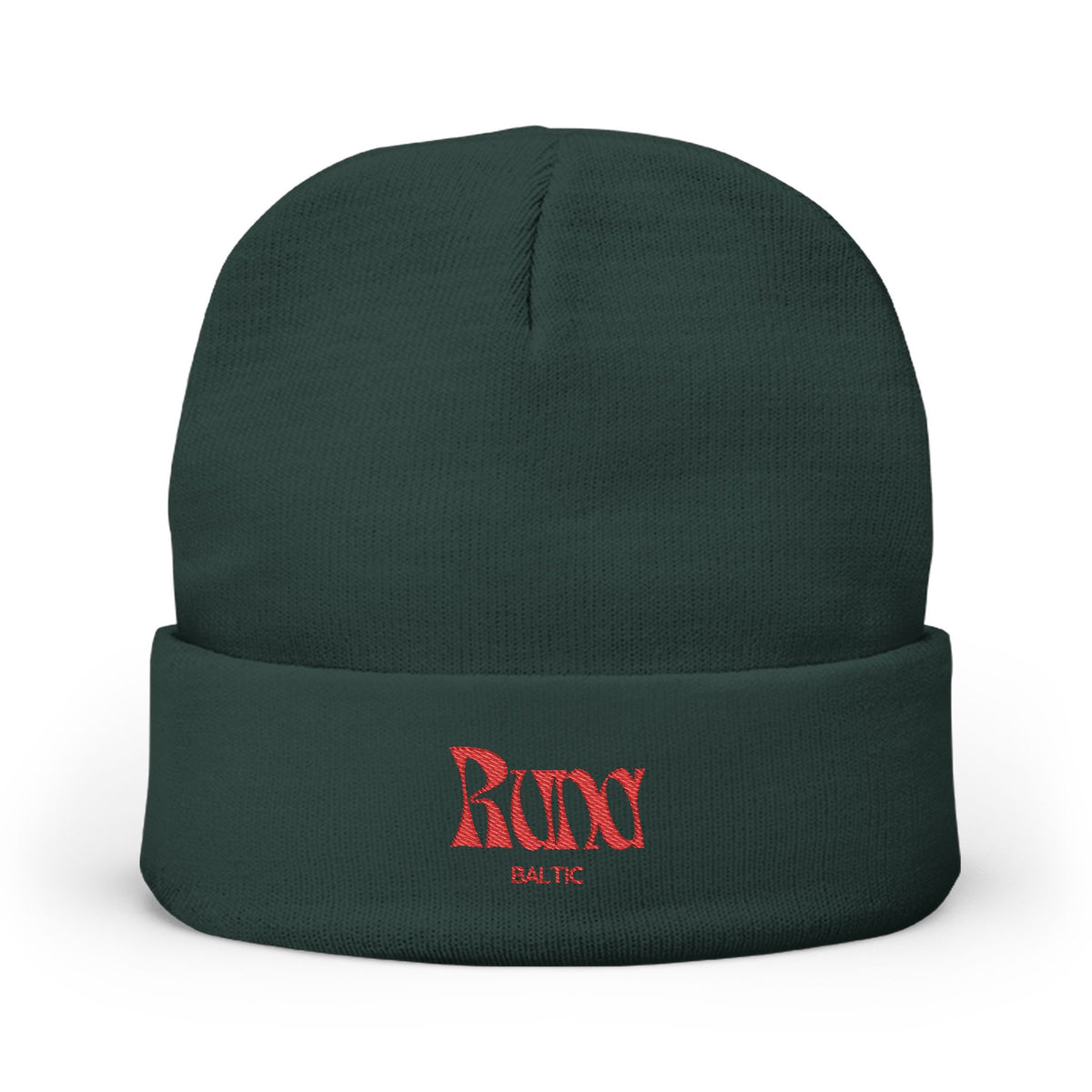 Rustic Gothic 'Runy' Embroidered Knit Beanie | Black Cuffed Hat