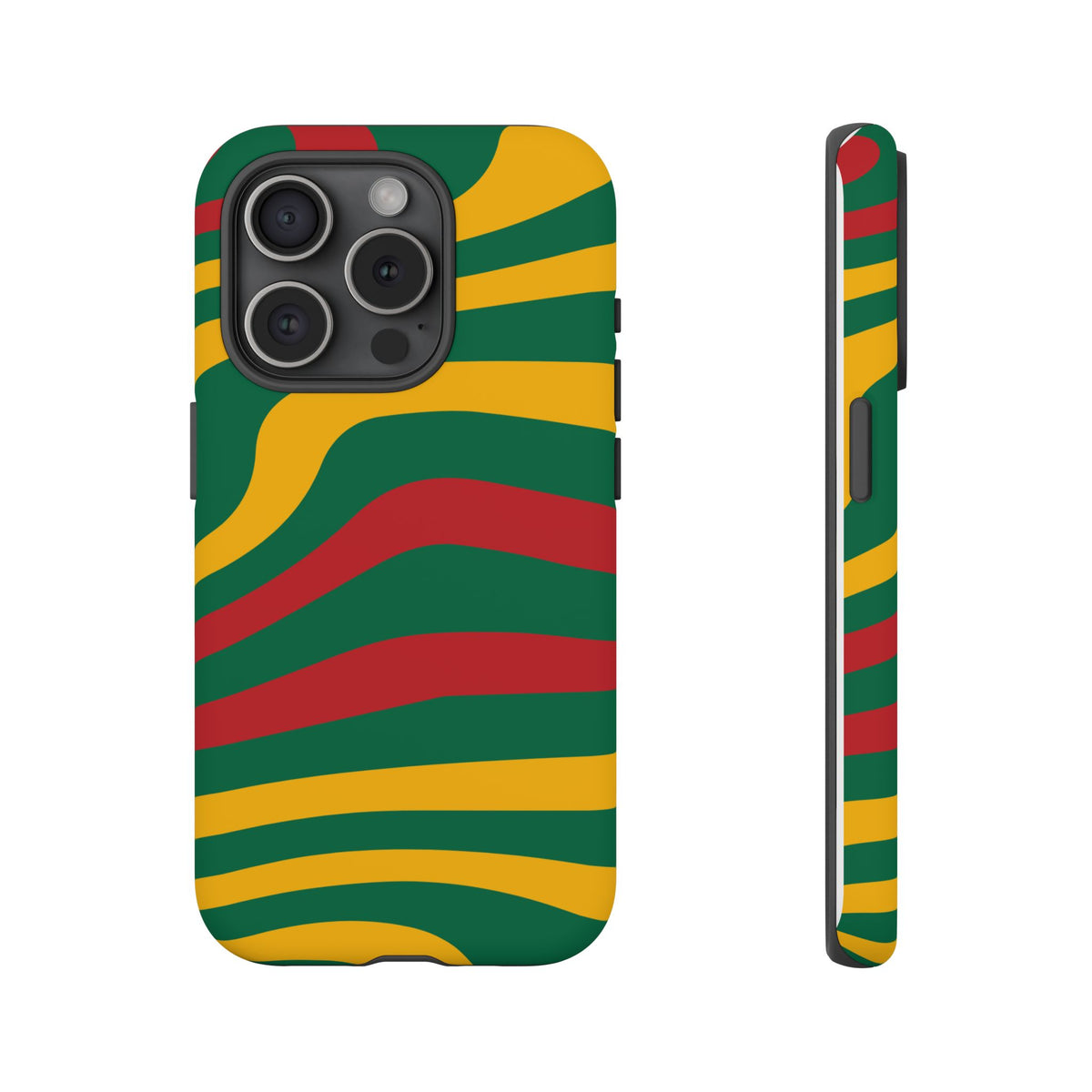 Phone Case — Retro Wavy Stripes in Green, Yellow & Red