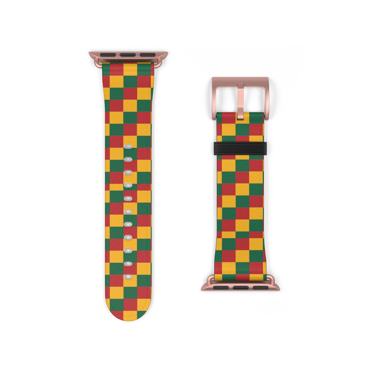 Rasta Checkerboard Watch Band | Red Green Yellow Plaid Apple Watch Strap