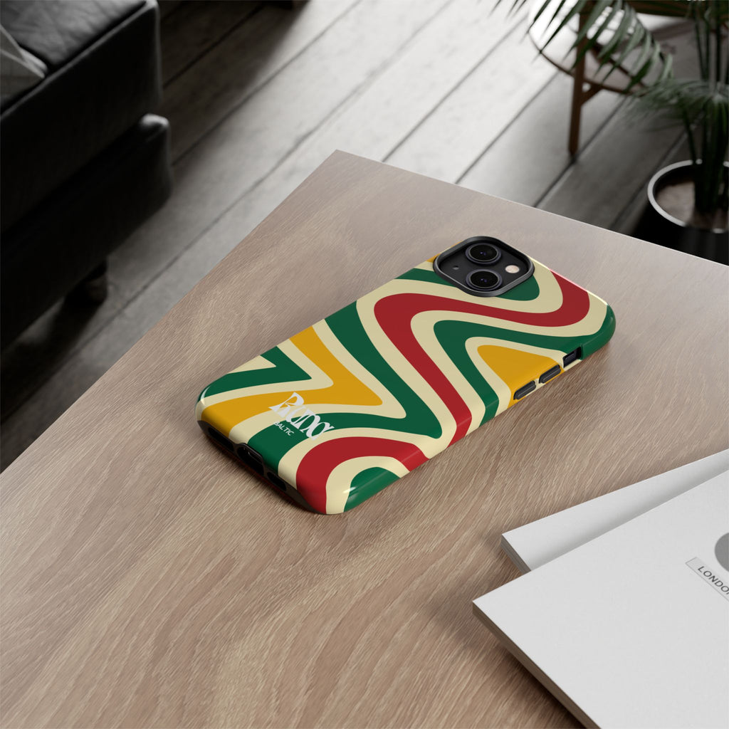 Copy of Retro Swirl Tough Phone Case — Green Red Yellow Abstract Design