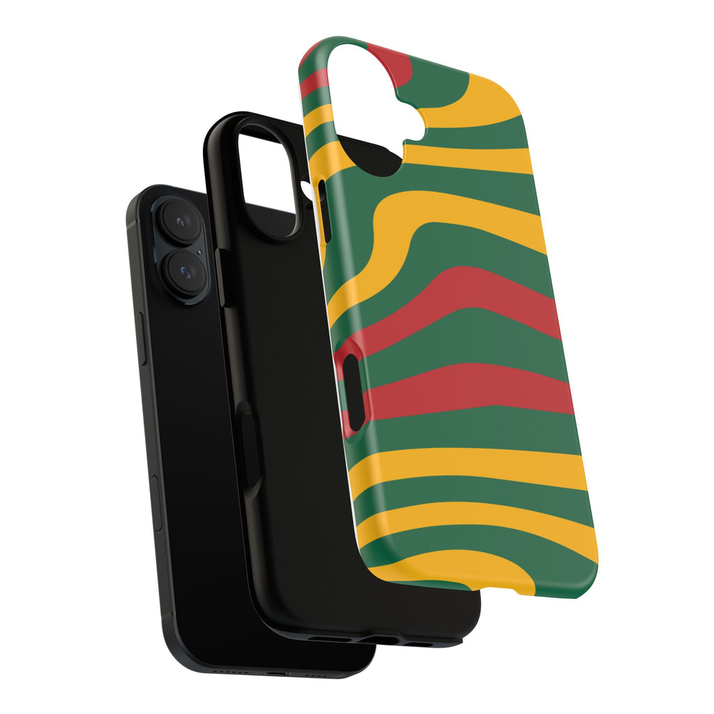 Phone Case — Retro Wavy Stripes in Green, Yellow & Red