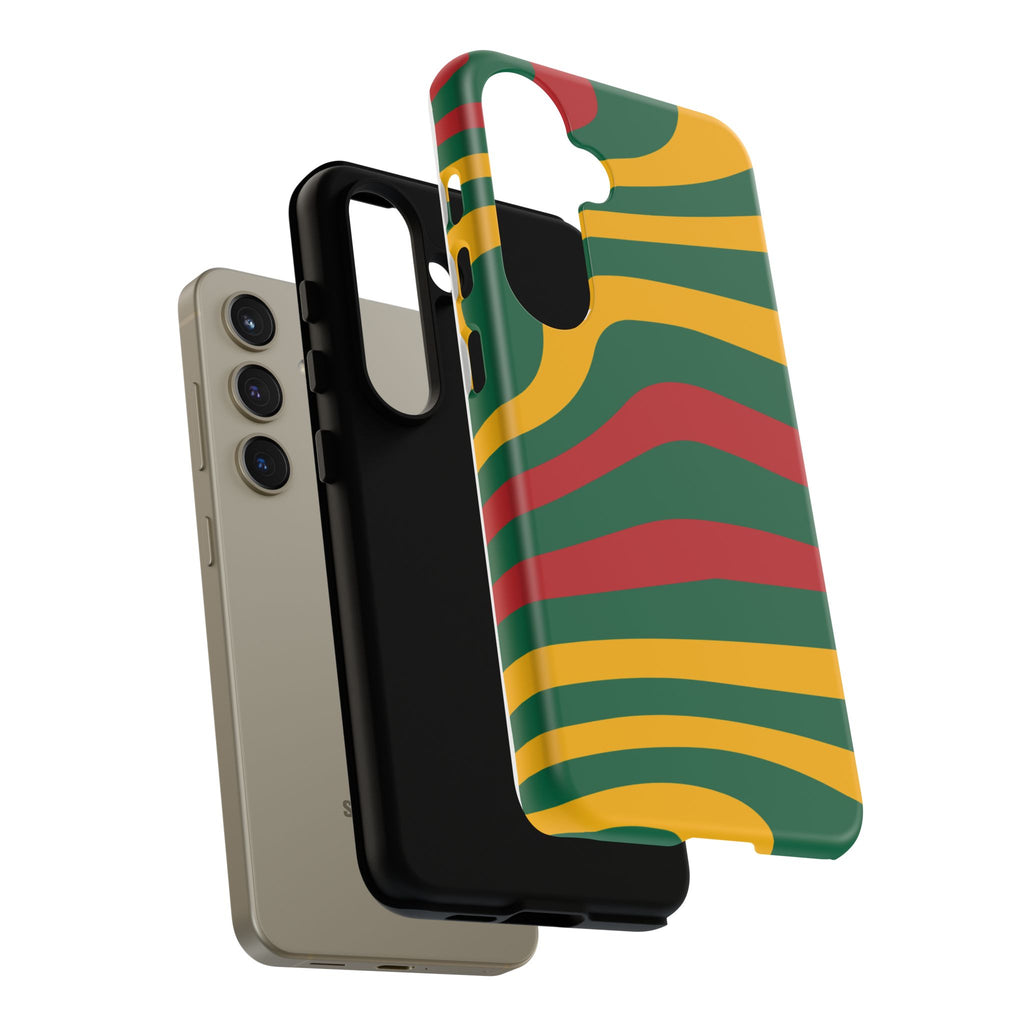 Phone Case — Retro Wavy Stripes in Green, Yellow & Red