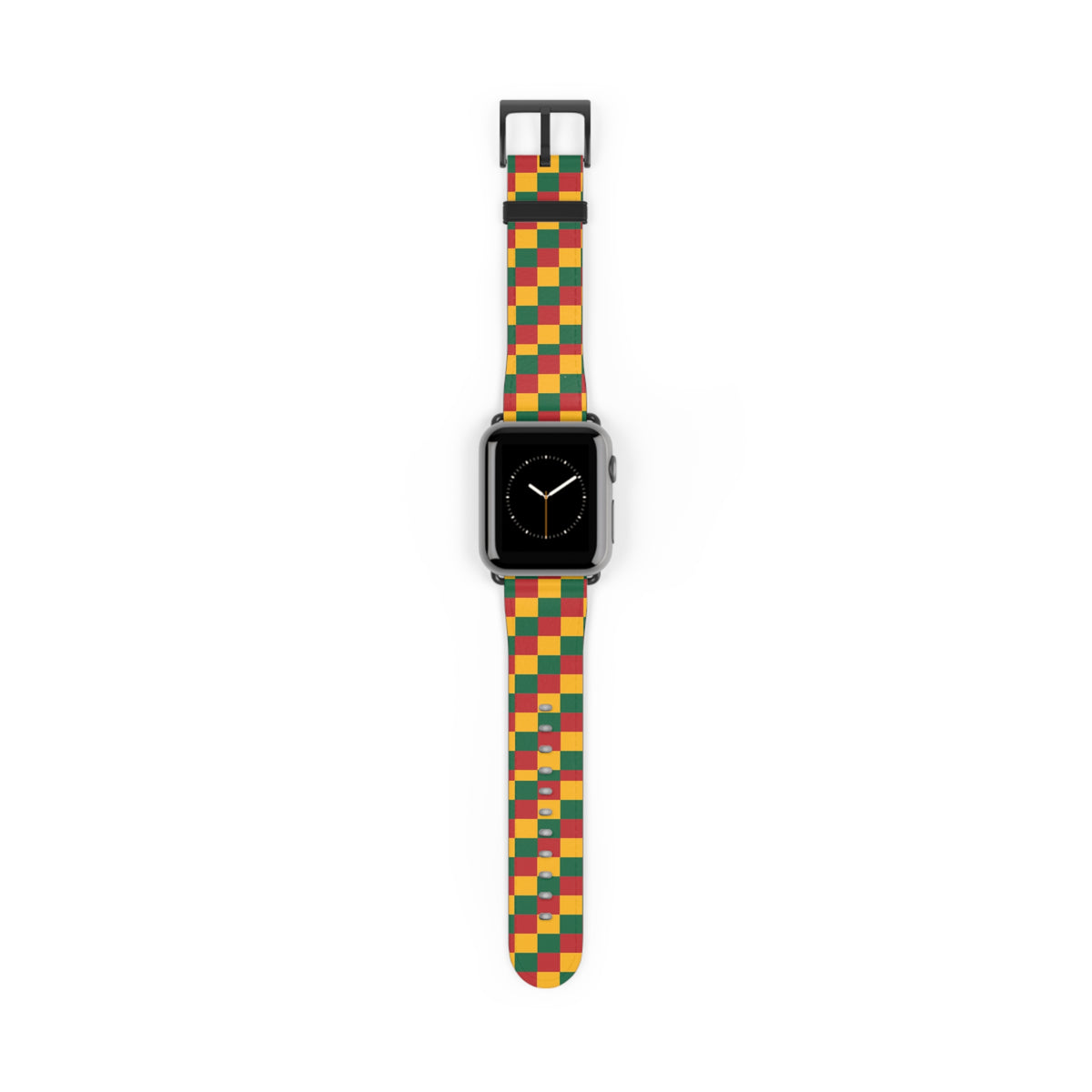 Rasta Checkerboard Watch Band | Red Green Yellow Plaid Apple Watch Strap